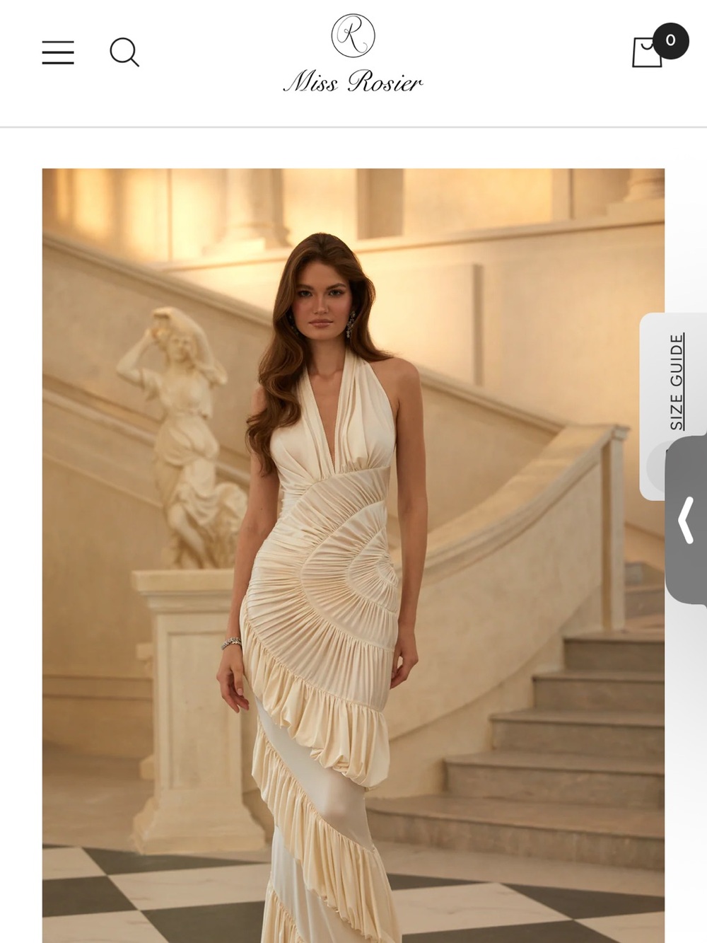 Ivory Halter Ruffle Gown - Picture 2 of 2
